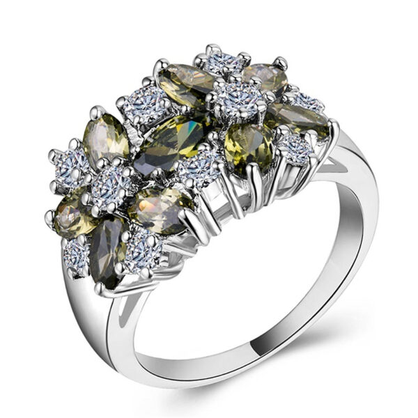Zircon Creative Bloom Flower Rhinestone-embedded Ring - Image 6