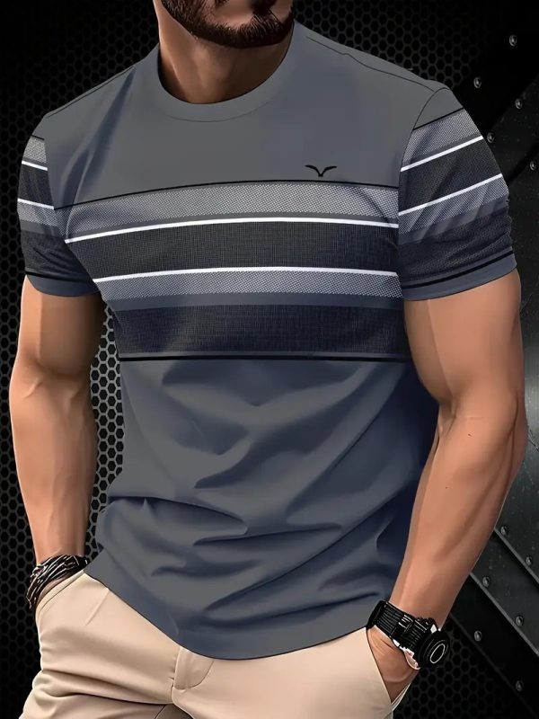 New Fashion Casual High Quality Contrast Color Men's Short Sleeve T-shirt - Image 9