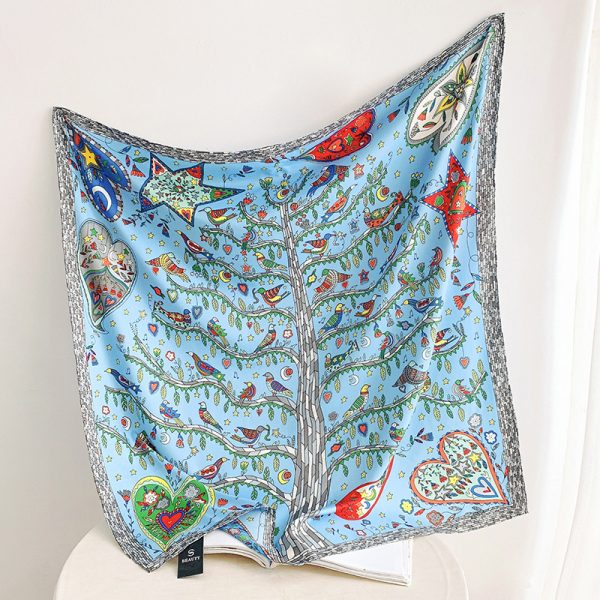 Fashion Gorgeous Printing Mesh Red Style Contrast Color Silky Scarf - Image 6