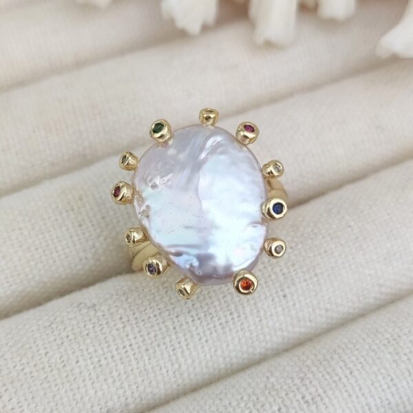 Natural Freshwater Pearl Baroque Index Finger Ring - Image 8