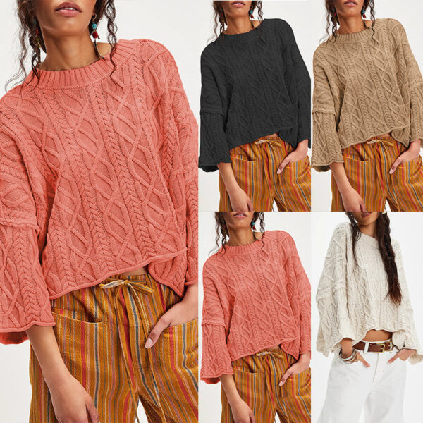 Hot Sale In Europe And America O-neck Short Loose Sweater