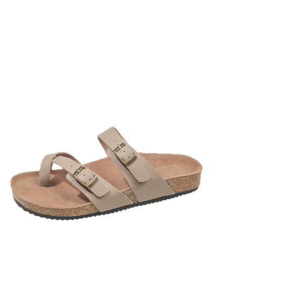 Double Row Buckle Open Toe Outdoor Slippers Women - Image 4