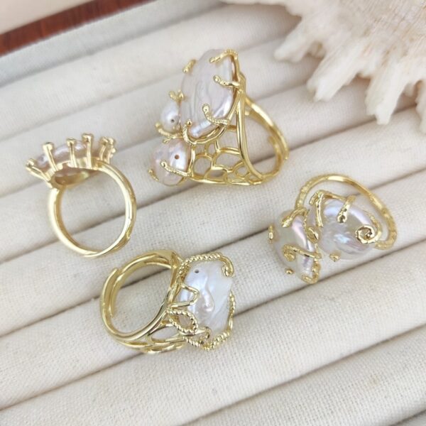 Natural Freshwater Pearl Baroque Index Finger Ring - Image 4