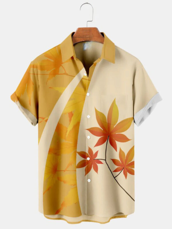 Short Sleeve Lapel Men's Clothing Print Shirt - Image 5
