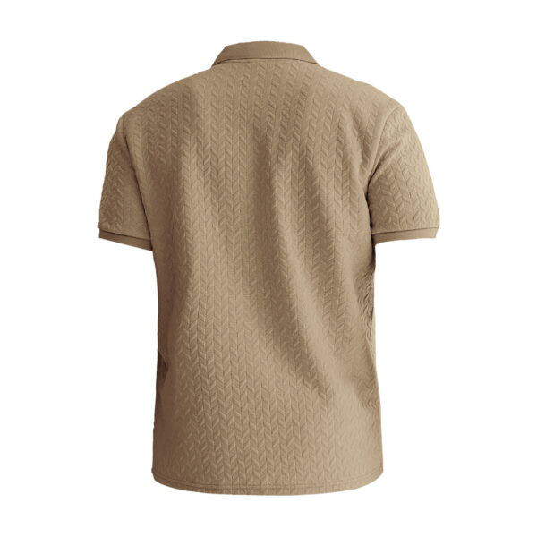 Solid Color Jacquard Short Sleeve Casual Polo Collar Men's - Image 2