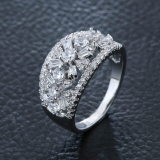 European And American Gold-plated Square Zircon Ring