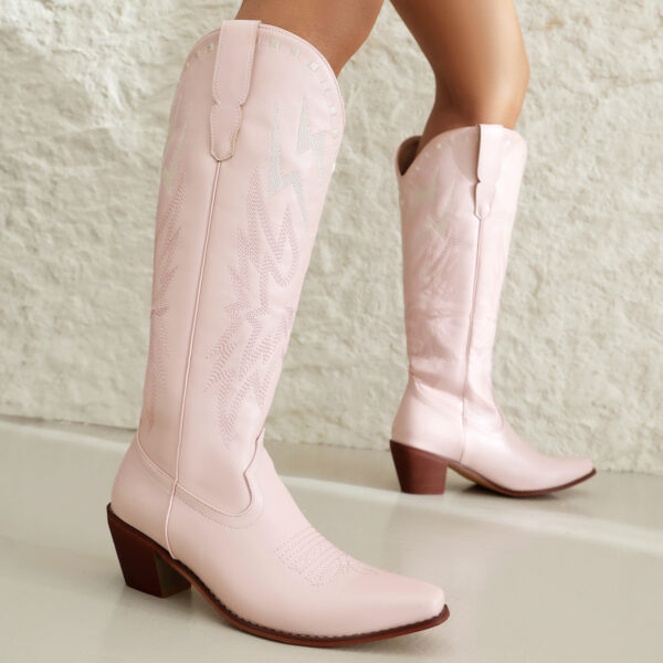 Lightning Embroidery Knee-high Boots Women - Image 4