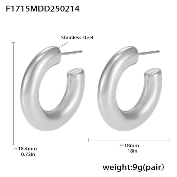 Elegant Minimalist Style C-shaped Earrings French 18K Gold Plating Elegant Ring Glossy Earrings - Image 4