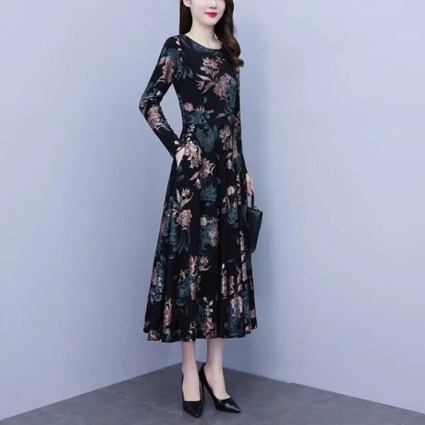 Long Sleeve Plus Size Hide Thick Waist And Belly Dress - Image 5