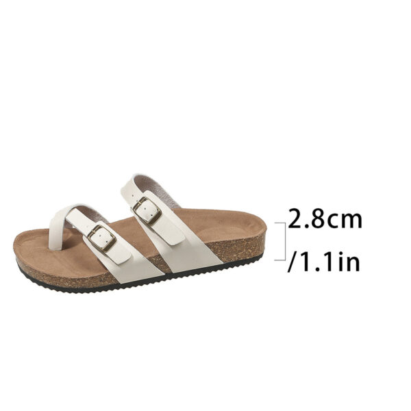 Double Row Buckle Open Toe Outdoor Slippers Women - Image 7