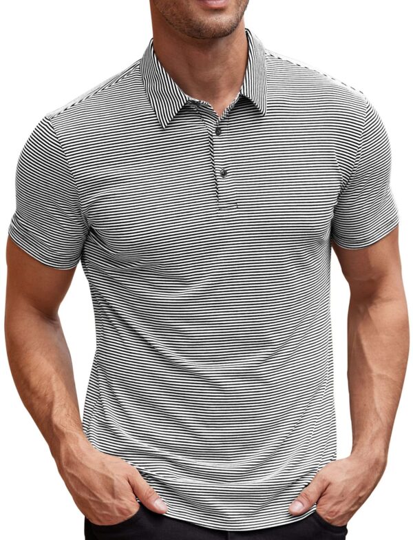 Contrast Color Striped Short Sleeve Men's Summer Loose Lapels - Image 8