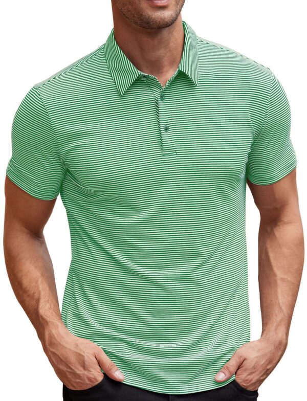Contrast Color Striped Short Sleeve Men's Summer Loose Lapels - Image 4