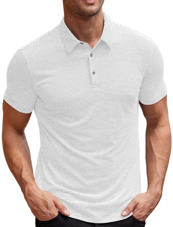 Contrast Color Striped Short Sleeve Men's Summer Loose Lapels - Image 6