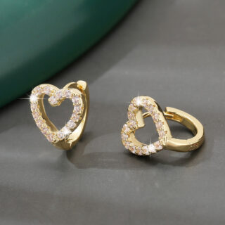 Fashion Exquisite Copper Inlaid Zirconium Love Ear Clip All-match