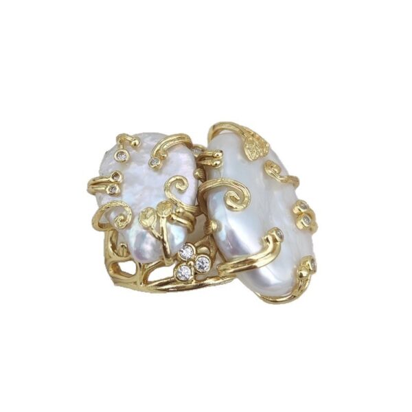 Natural Freshwater Pearl Baroque Index Finger Ring - Image 6