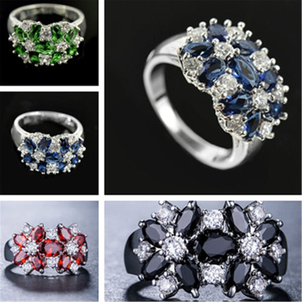Zircon Creative Bloom Flower Rhinestone-embedded Ring - Image 3