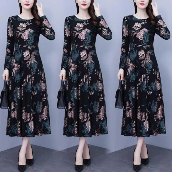 Long Sleeve Plus Size Hide Thick Waist And Belly Dress - Image 4