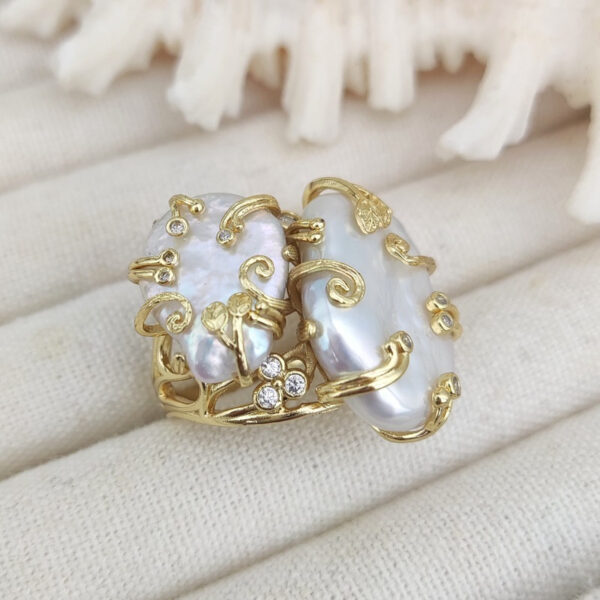 Natural Freshwater Pearl Baroque Index Finger Ring - Image 2