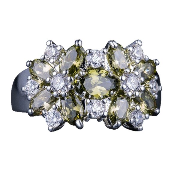 Zircon Creative Bloom Flower Rhinestone-embedded Ring - Image 7