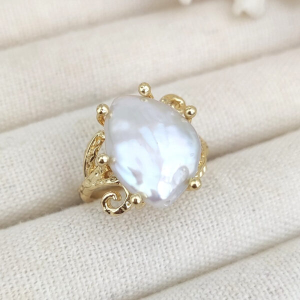 Natural Freshwater Pearl Baroque Index Finger Ring - Image 3