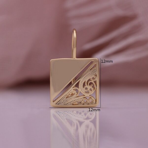 Square Hollow Glossy Fishhook Earrings - Image 4