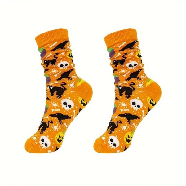 Women And Mens Funny Halloween Socks Adults Skeleton Dress Socks Spider Web Skull Crew Socks Novelty Halloween Gift - Image 3