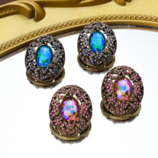 Mid-ancient Vintage Court Vintage Full Inlaid Laiying Stone Earrings