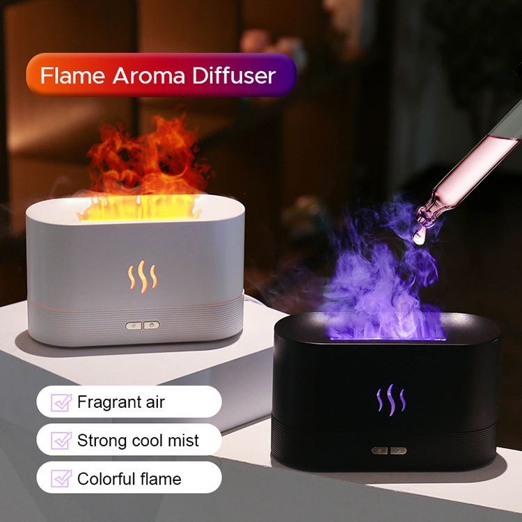 2022 Best Selling USB Ultrasonic Flame Humidifier Led RGB Colorful Essential Oil Fire Flame Aroma Diffuser - 2022 Best Selling